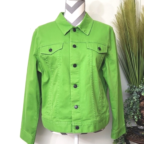Talbots Bright Green Jean Jacket - Picture 11 of 12